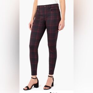 Liverpool Women's Red and Black Gia Glider Plaid Ankle Skinny Pants